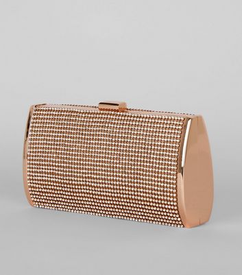 rose gold diamante clutch bag