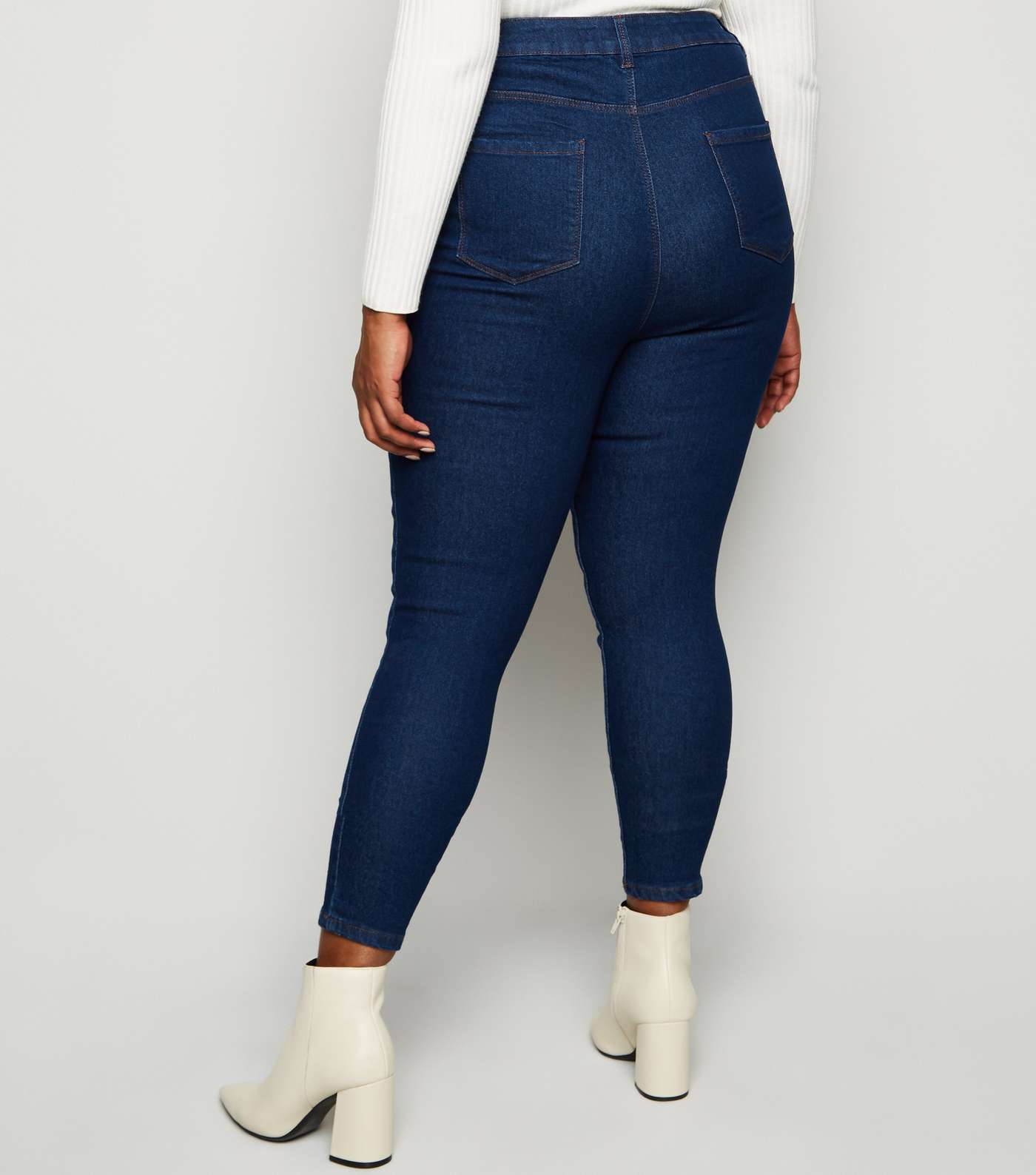 Curves Blue Mid Rise Skinny Jeans  Image 3