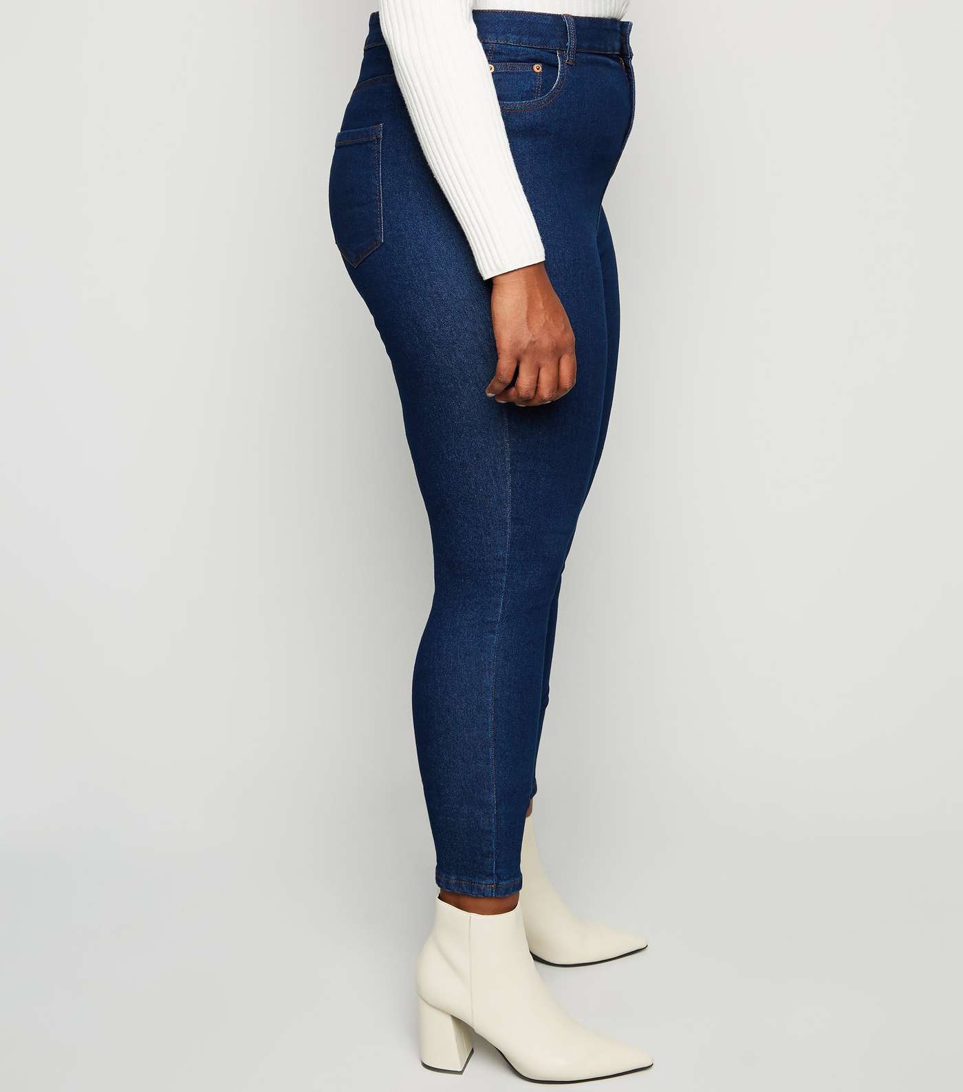 Curves Blue Mid Rise Skinny Jeans  Image 5