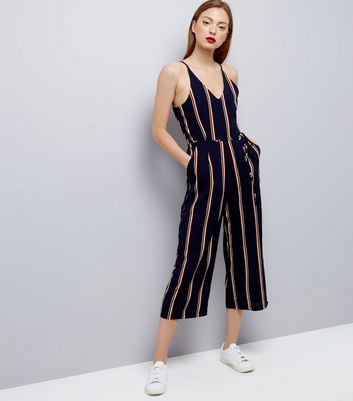 ax paris navy stripe jumpsuit