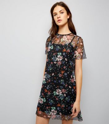 new look floral mesh dress