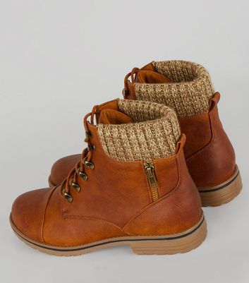 knitted cuff ankle boots