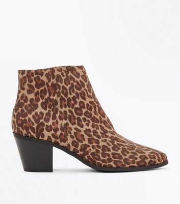 leopard print western ankle boots
