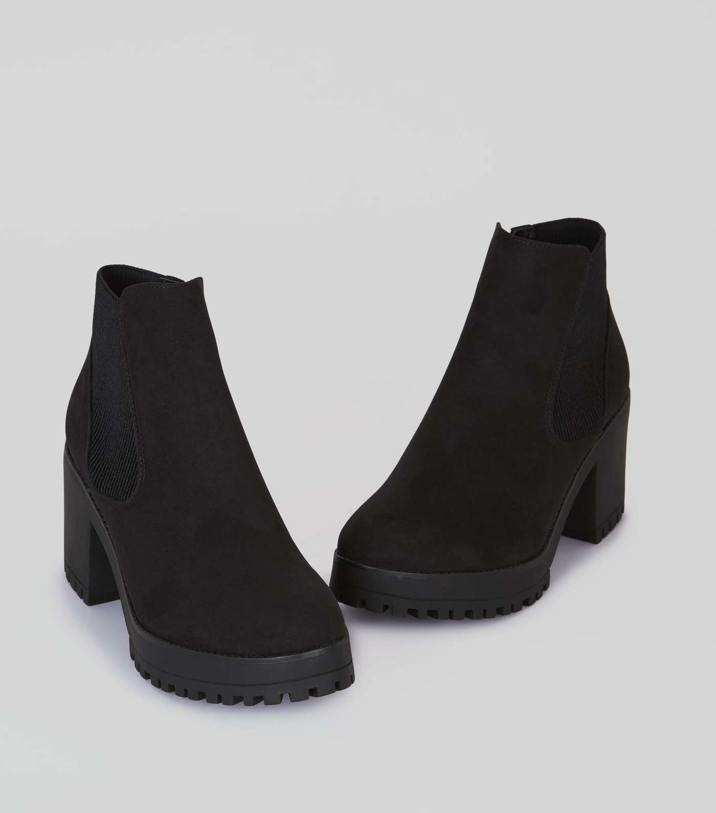 Black Suedette Chunky Chelsea Boots Image 4