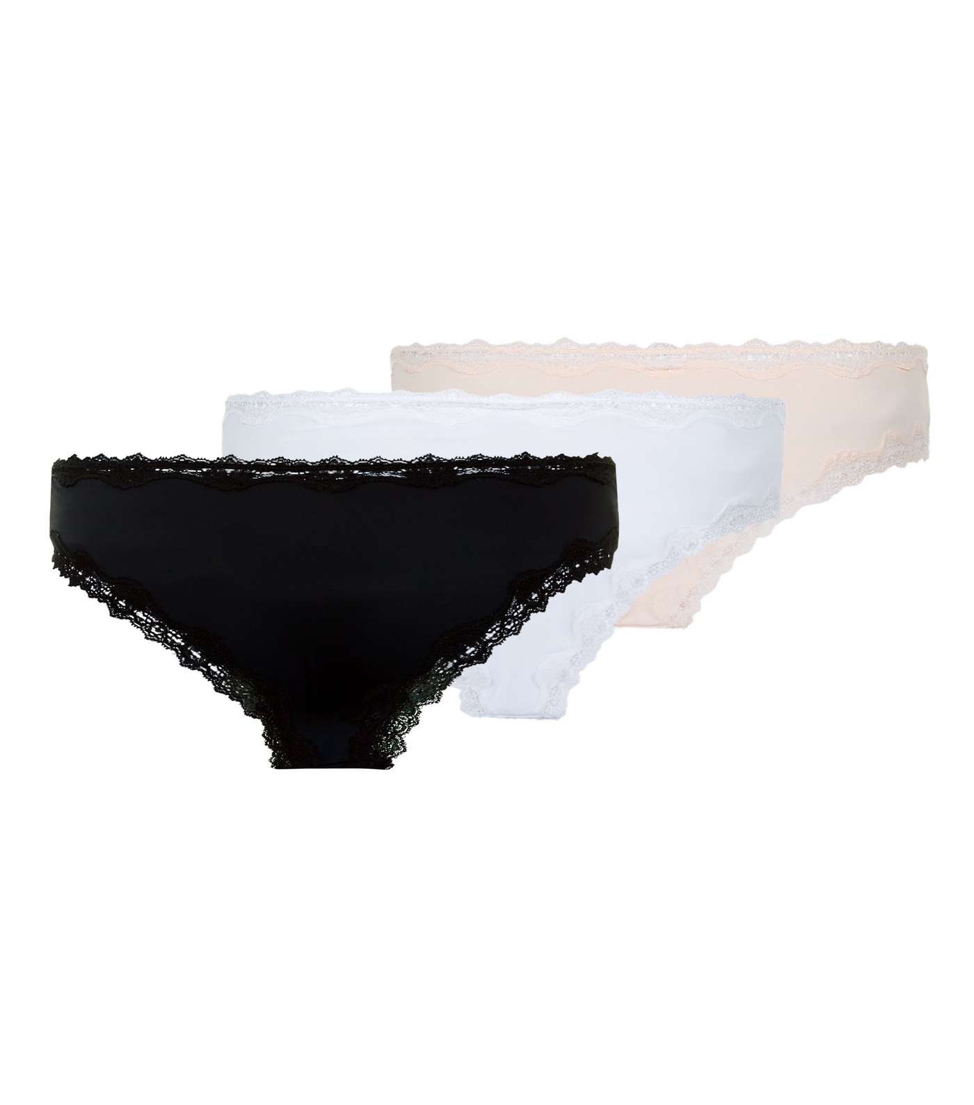 3 Pack Black White and Nude Pink Brazilian Briefs Image 3