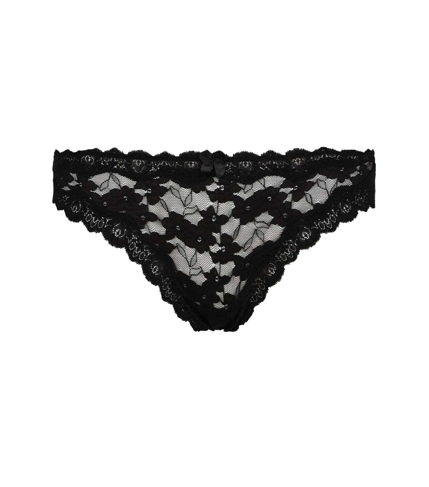 Black Lace Trim Thong Image 4