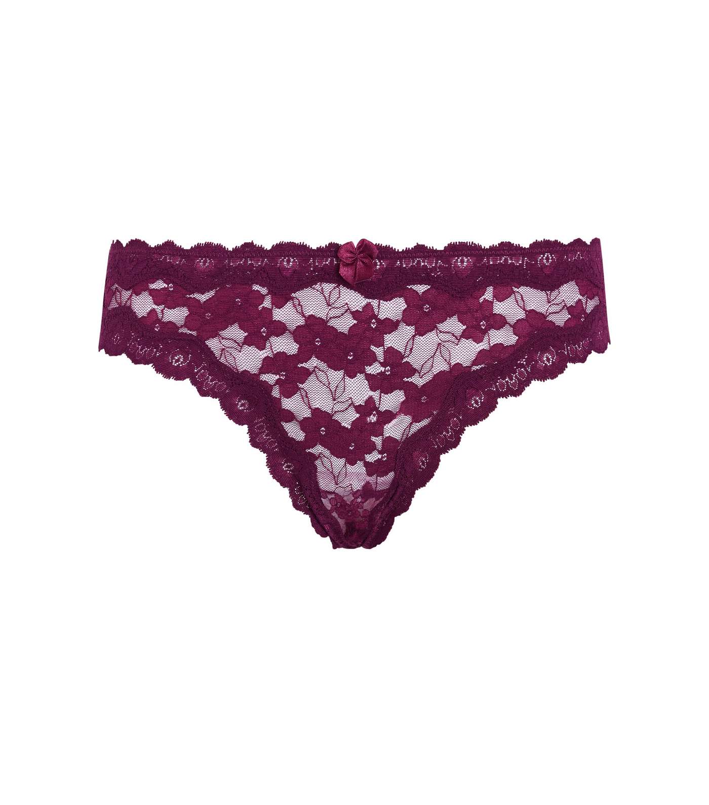 Dark Purple Floral Lace Thong  Image 4