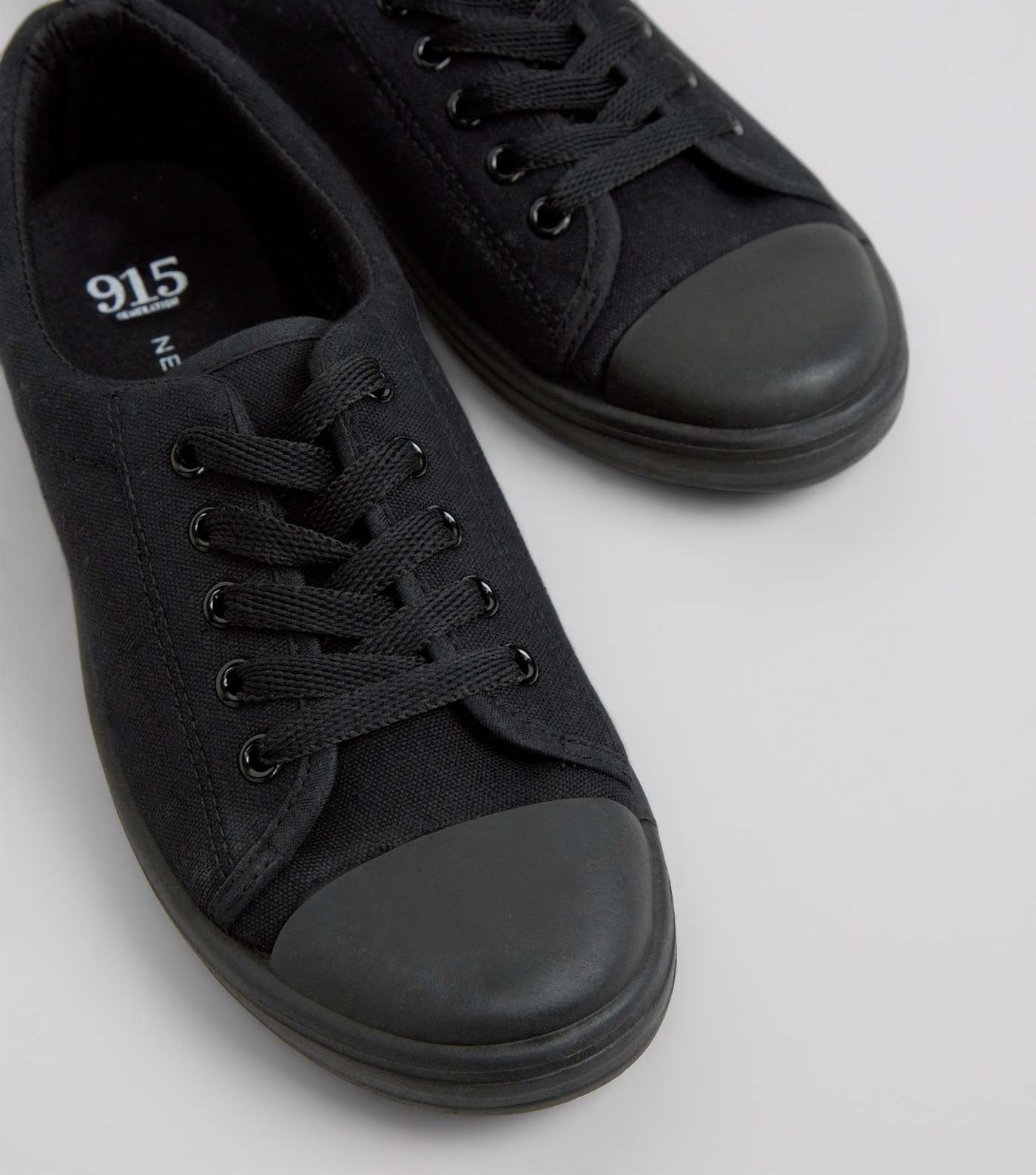 Teens Black Lace Up School Trainers  Image 4