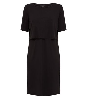 Maternity Black Layered Nursing Dress New Look
