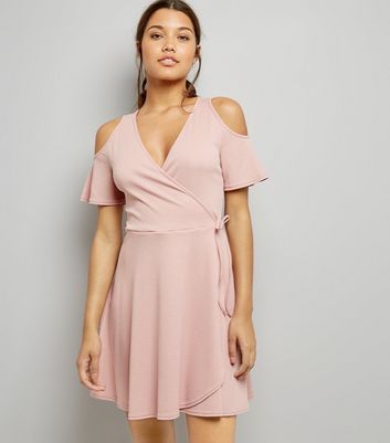 new look pink wrap dress