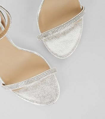 Silver Diamante Embellished Heeled 