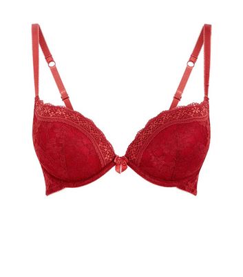 Red Lace Push-Up Bra | New Look