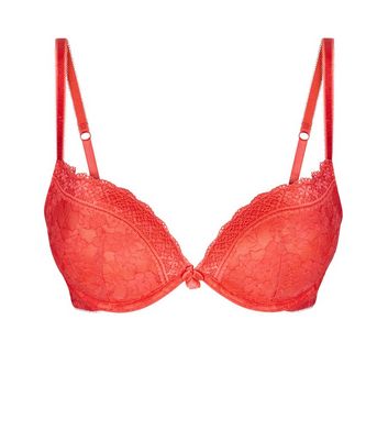 Coral Lace Push-Up Bra | New Look