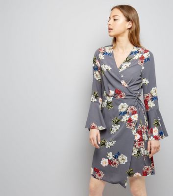 new look grey floral dress