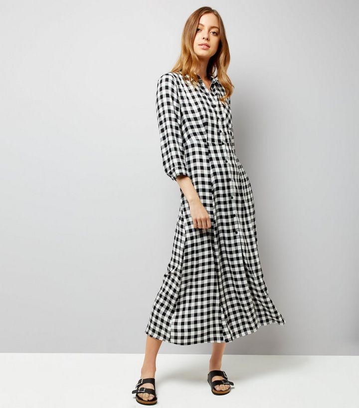 nouveaux styles grande remise le moins cher Robe chemise longue à carreaux vichy noirs | New Look nouveaux styles grande remise le moins cher Robe chemise longue à carreaux vichy noirs | New Look