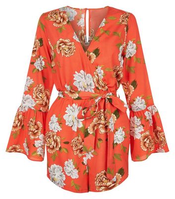 orange floral playsuit