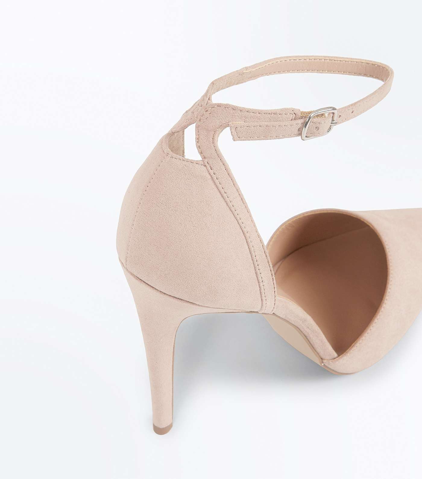 Nude Suedette Keyhole Back Pointed Court Shoes Image 3