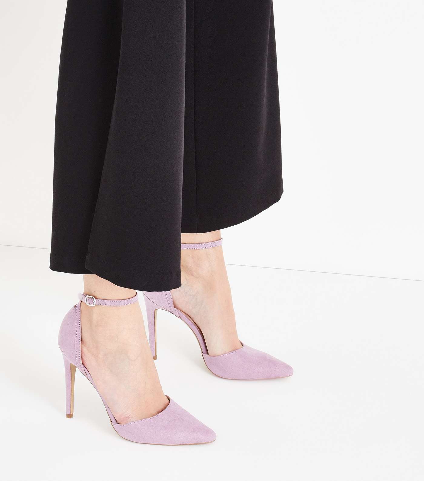 Lilac Suedette Keyhole Back Pointed Court Shoes Image 2