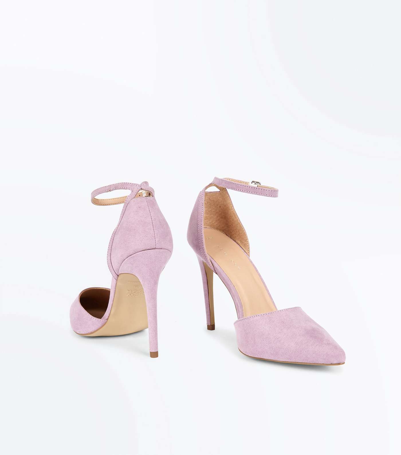 Lilac Suedette Keyhole Back Pointed Court Shoes Image 4