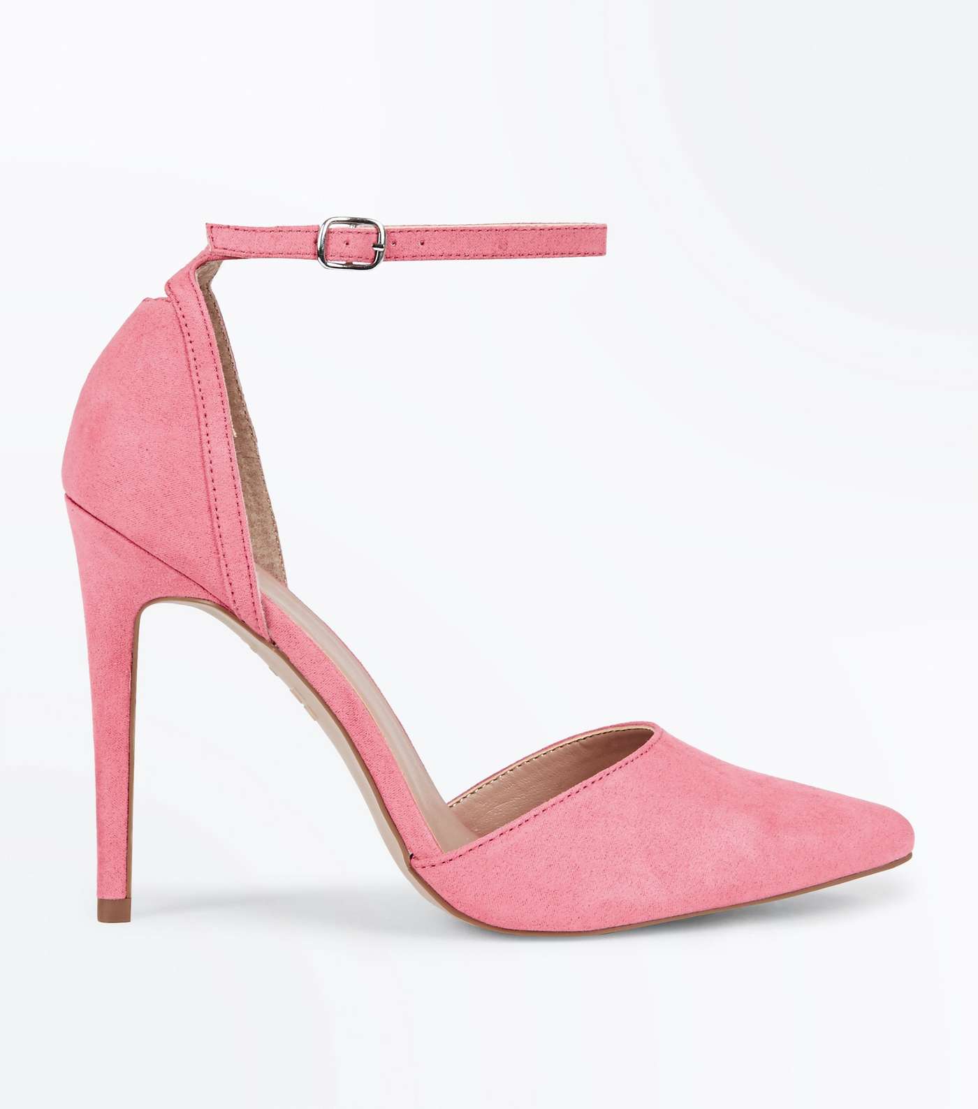 Bright Pink Suedette Keyhole Back Pointed Court Shoes