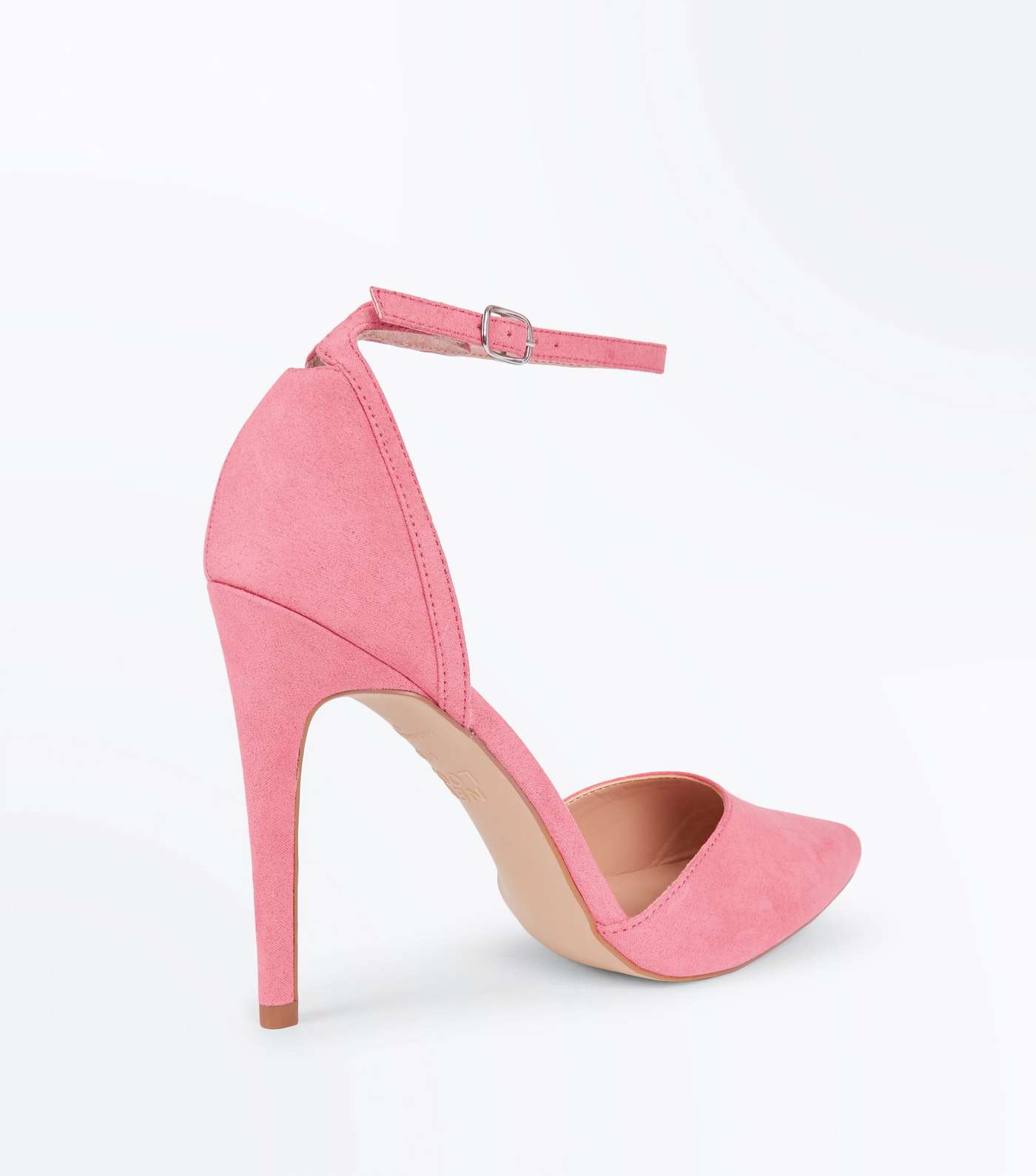 Bright Pink Suedette Keyhole Back Pointed Court Shoes Image 3