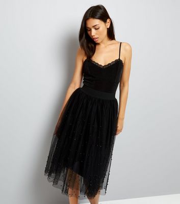 Black Tulle Midi Skirt | New Look