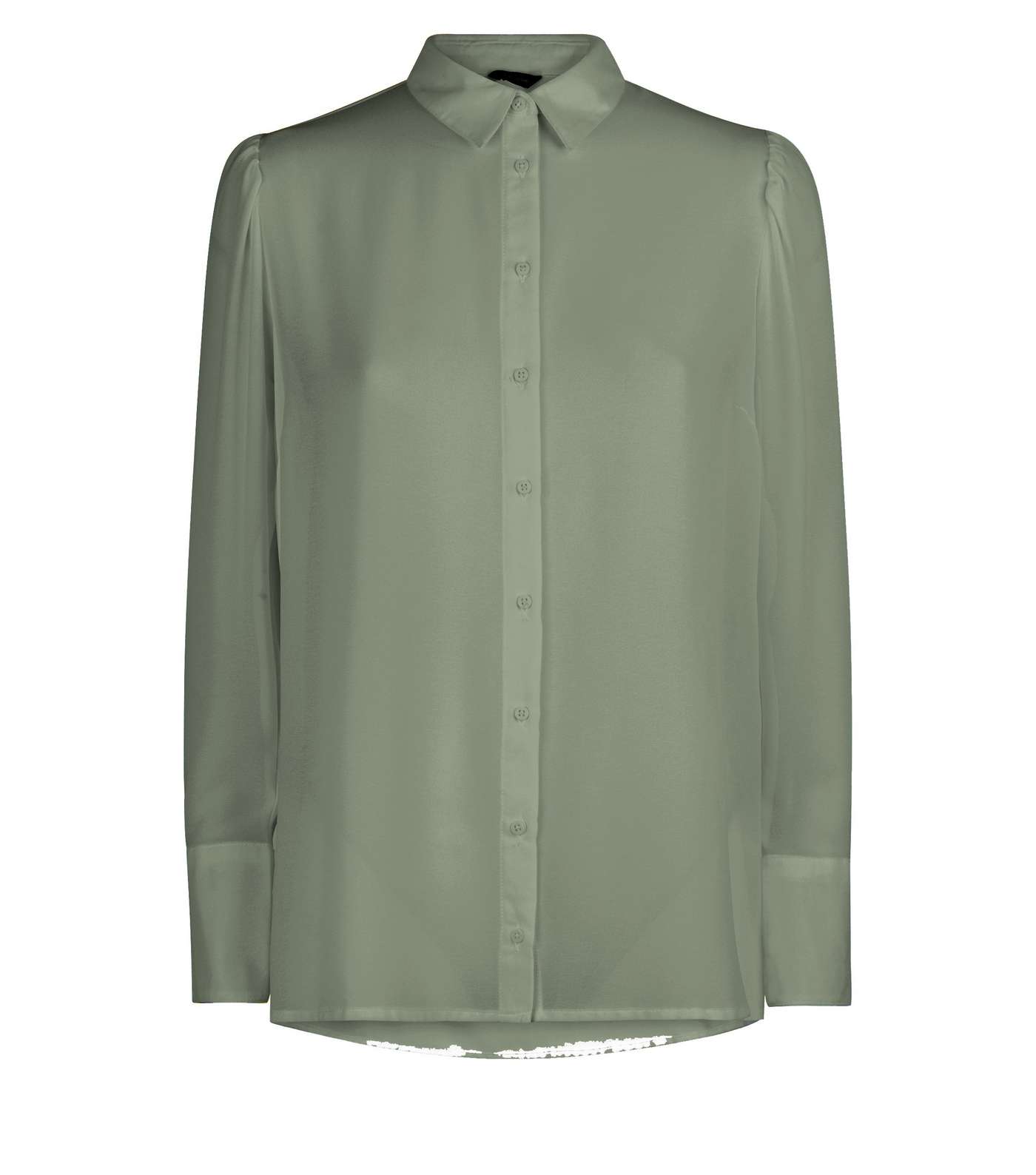 Khaki Chiffon Long Sleeve Shirt  Image 4