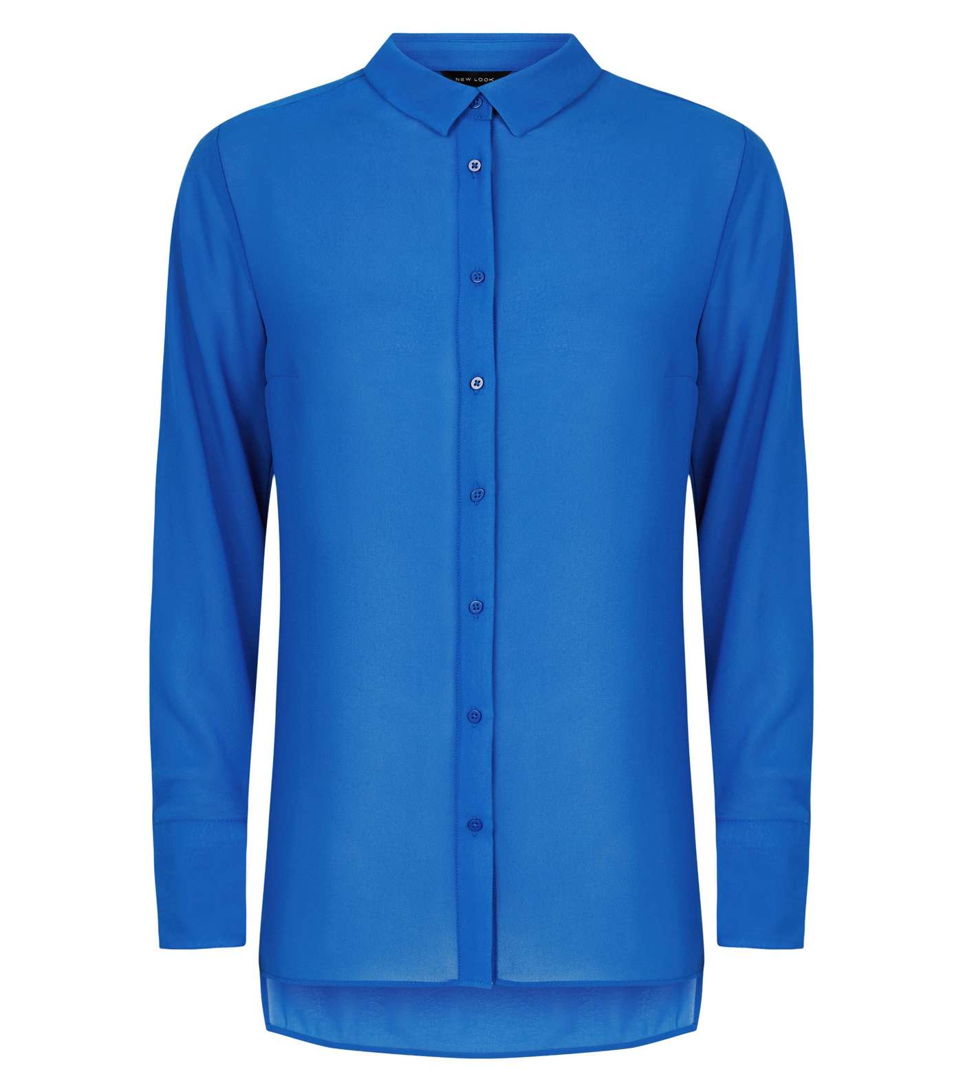 Blue Chiffon Long Sleeve Shirt Image 4