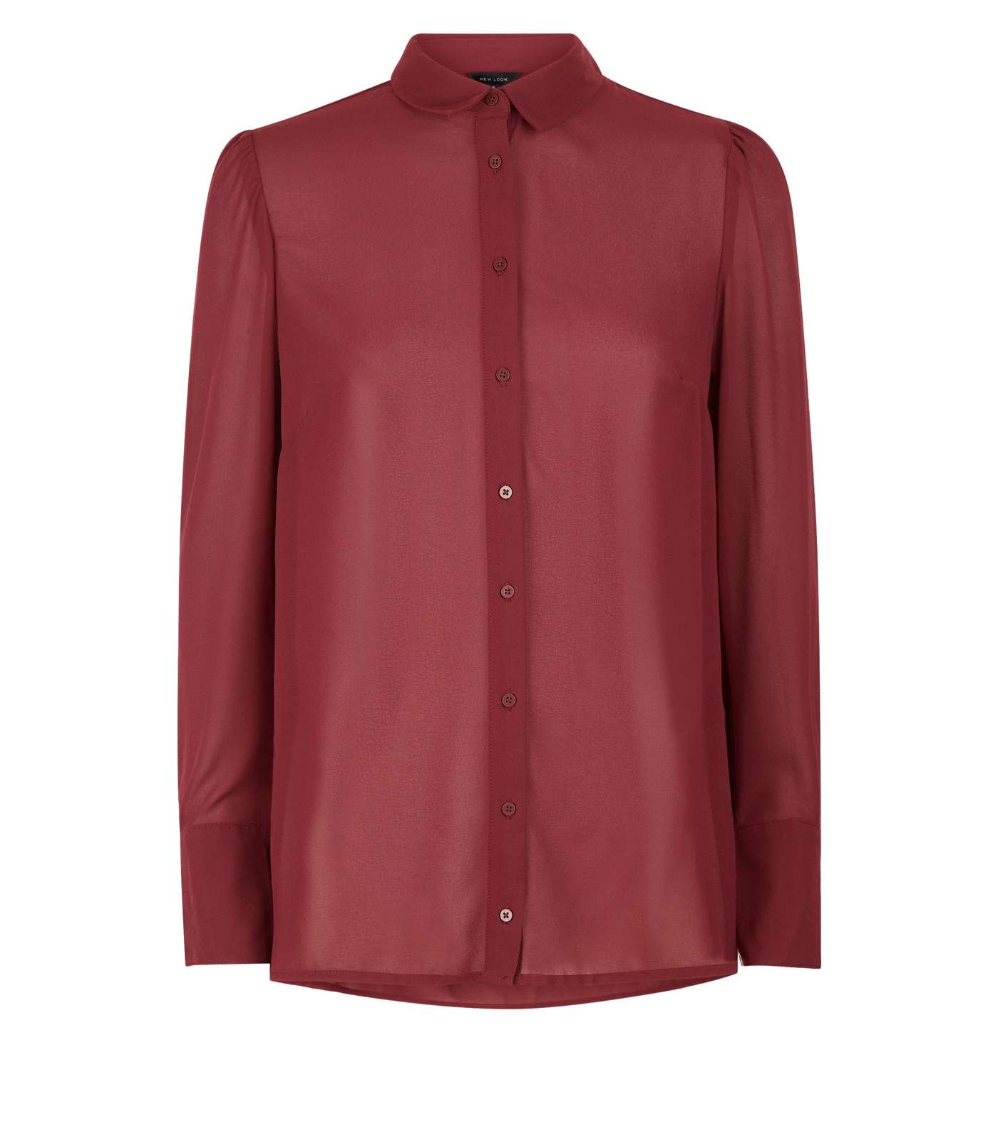 Burgundy Chiffon Long Sleeve Shirt Image 4