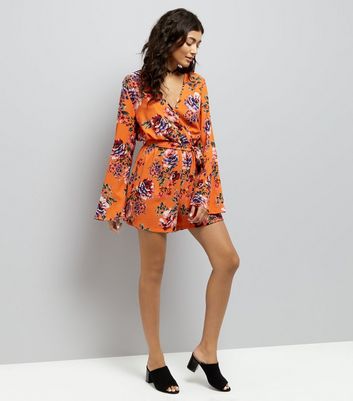 orange print playsuit