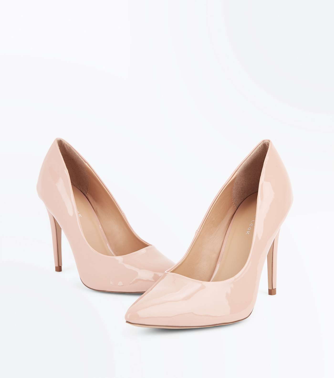 Nude Patent Pointed Court Shoes Image 4