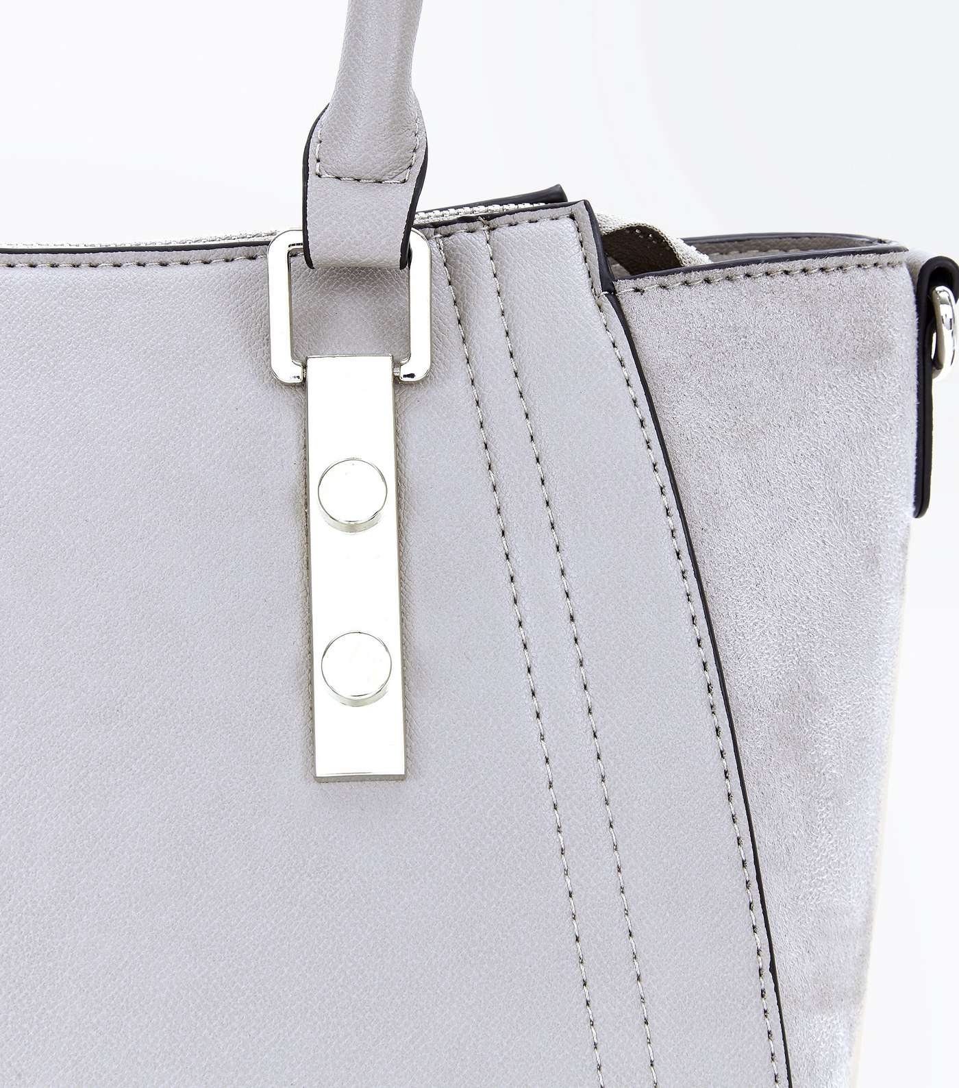 Grey Small Structured Tote Bag Image 5