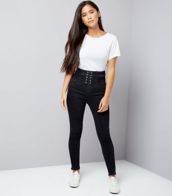 new look black high waisted skinny jeans