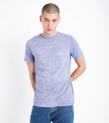 Lilac Acid Wash Detroit Back Print T-Shirt New Look