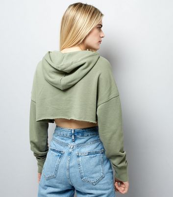 khaki cropped hoodie