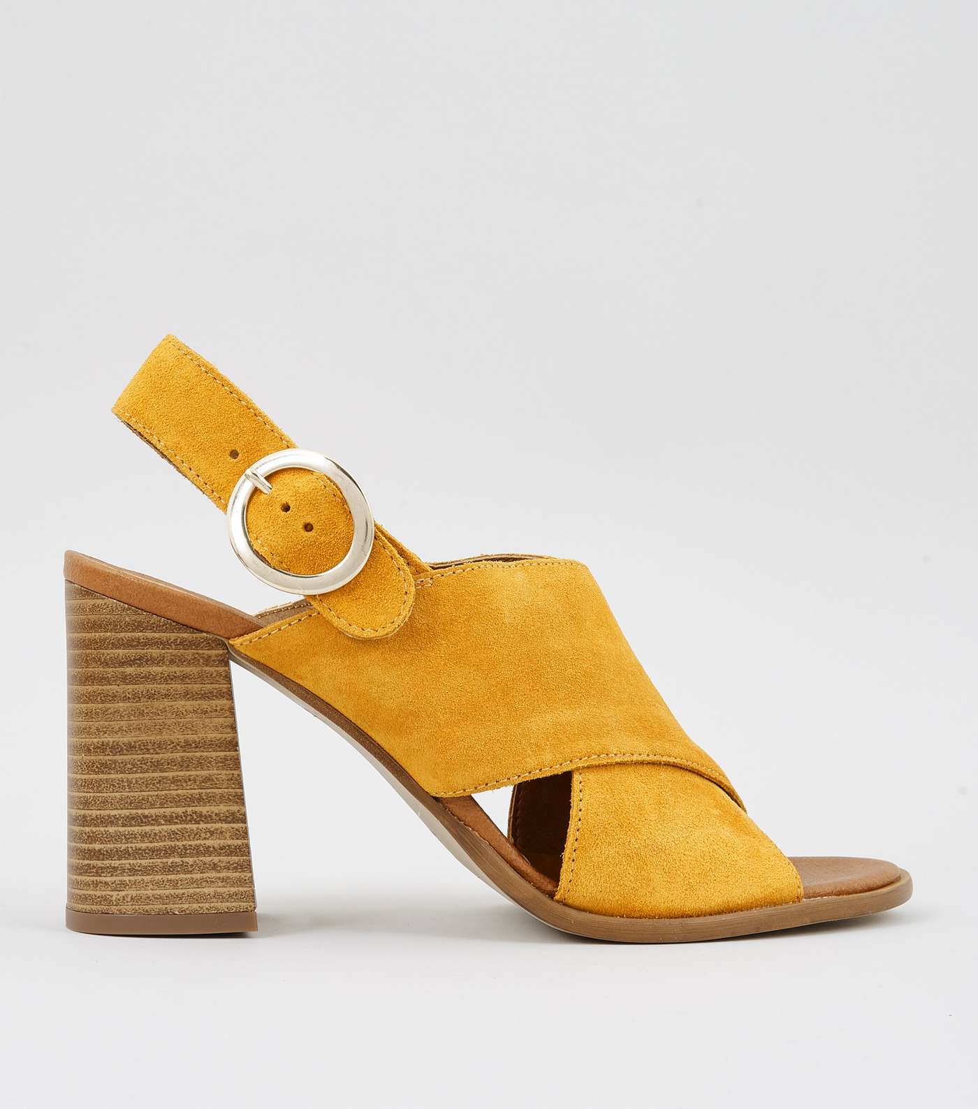Yellow Premium Suede Block Heeled Sandals