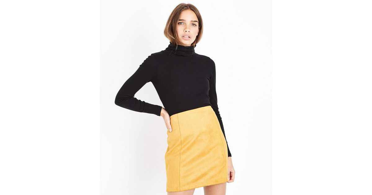 Yellow Suedette A Line Mini Skirt New Look 