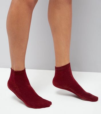 womens red ankle socks