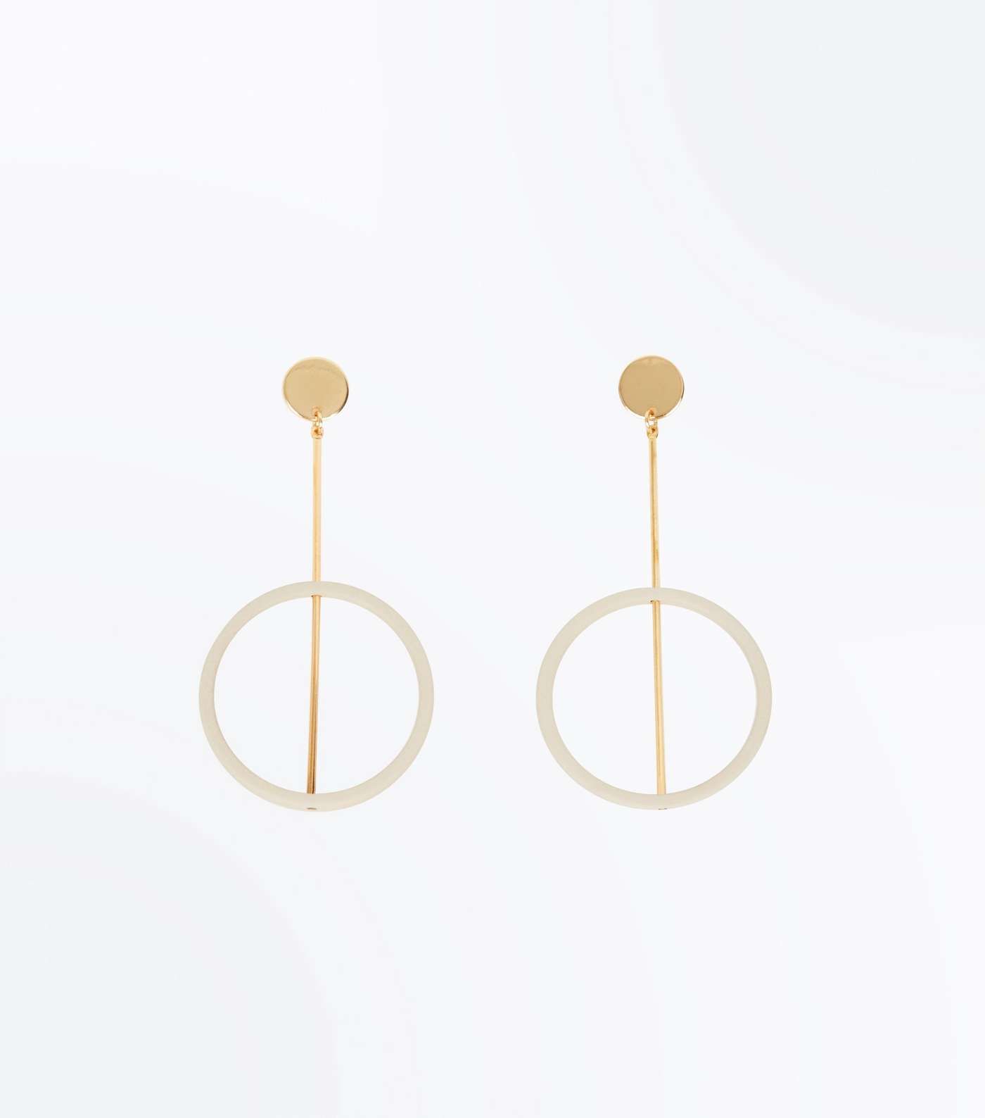 Gold Contrast Circular Drop Earrings