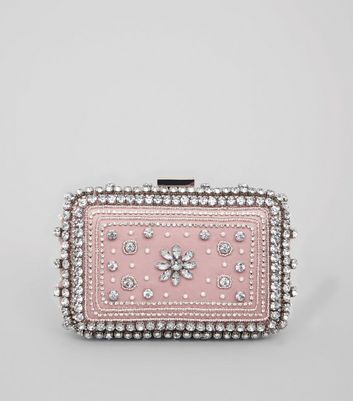 pink and silver clutch bag