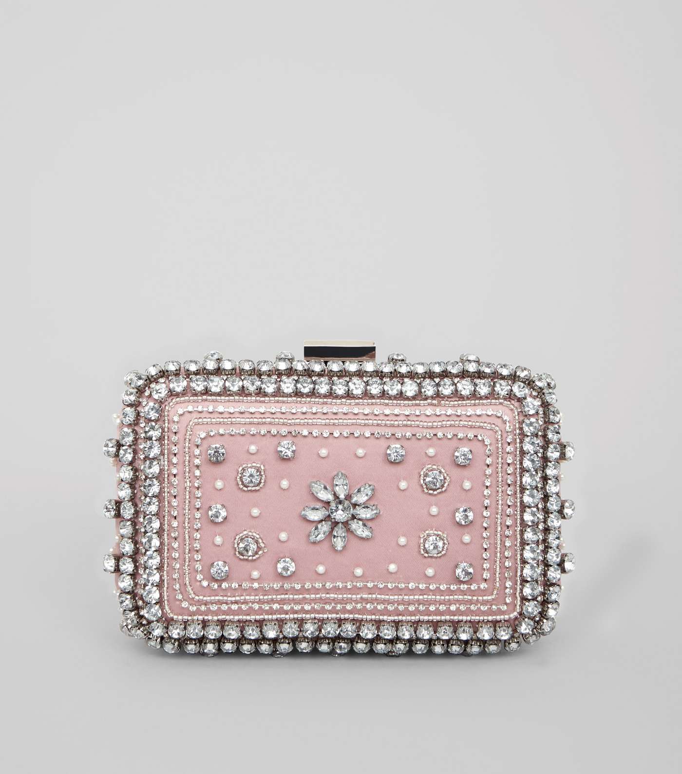 Pink Diamante Embellished Clutch Bag