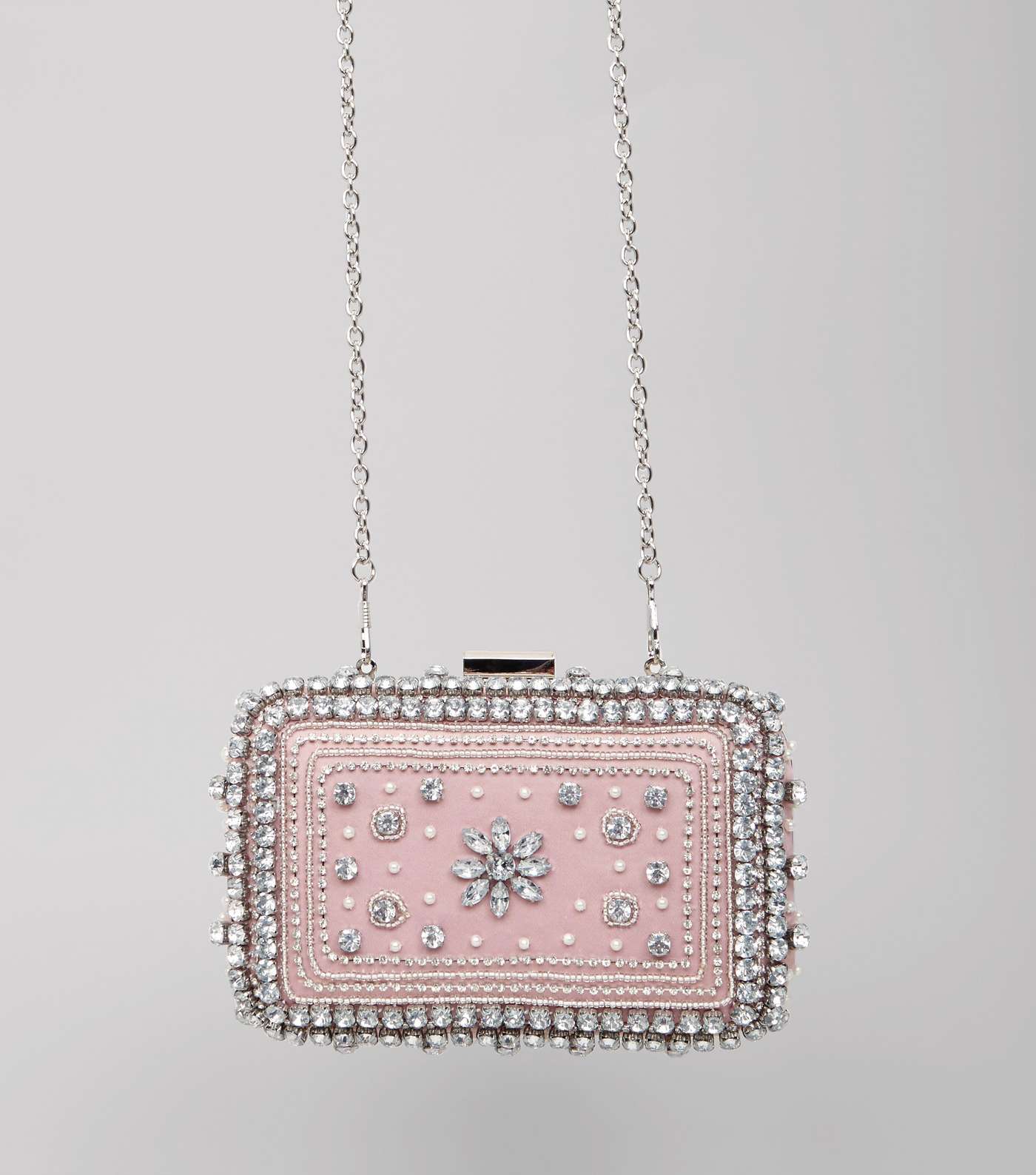 Pink Diamante Embellished Clutch Bag Image 3