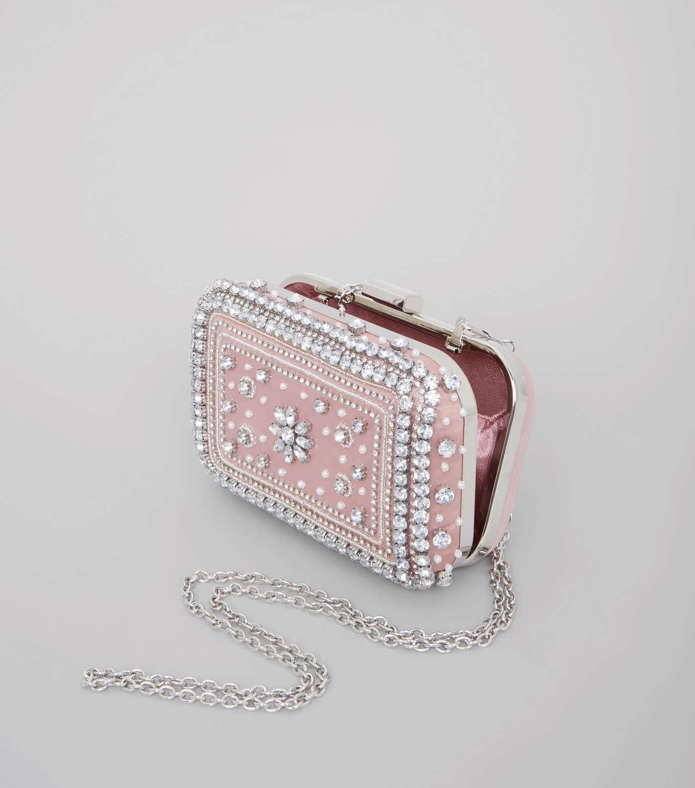 Pink Diamante Embellished Clutch Bag Image 5