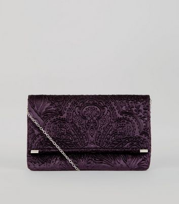 purple velvet clutch bag