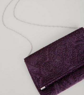 purple clutch bag new look