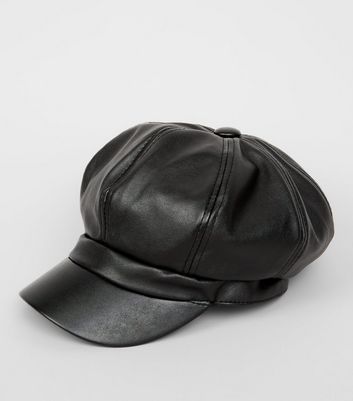 leather baker boy cap