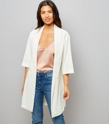 White Satin Crepe Longline Kimono New Look