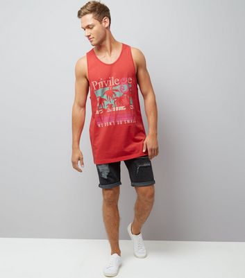 Orange Privilege Ibiza Print Longline Vest New Look