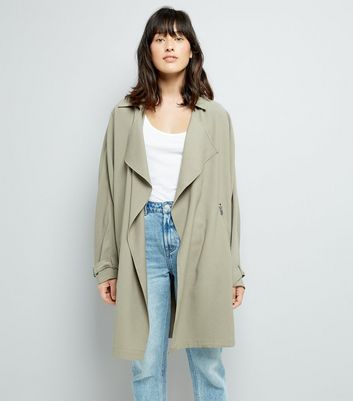 Dark Green Duster Coat New Look