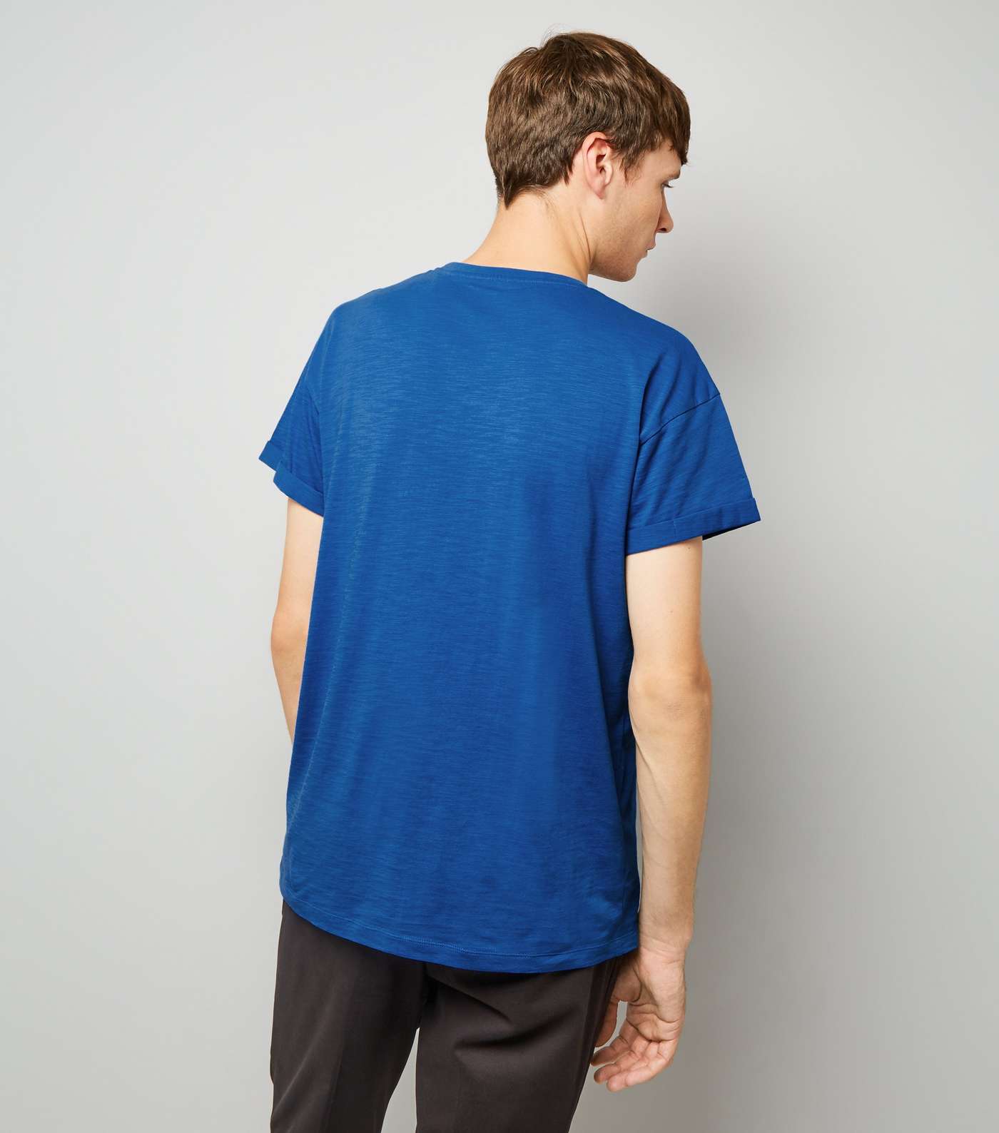 Blue Cotton Rolled Sleeve T-Shirt Image 3